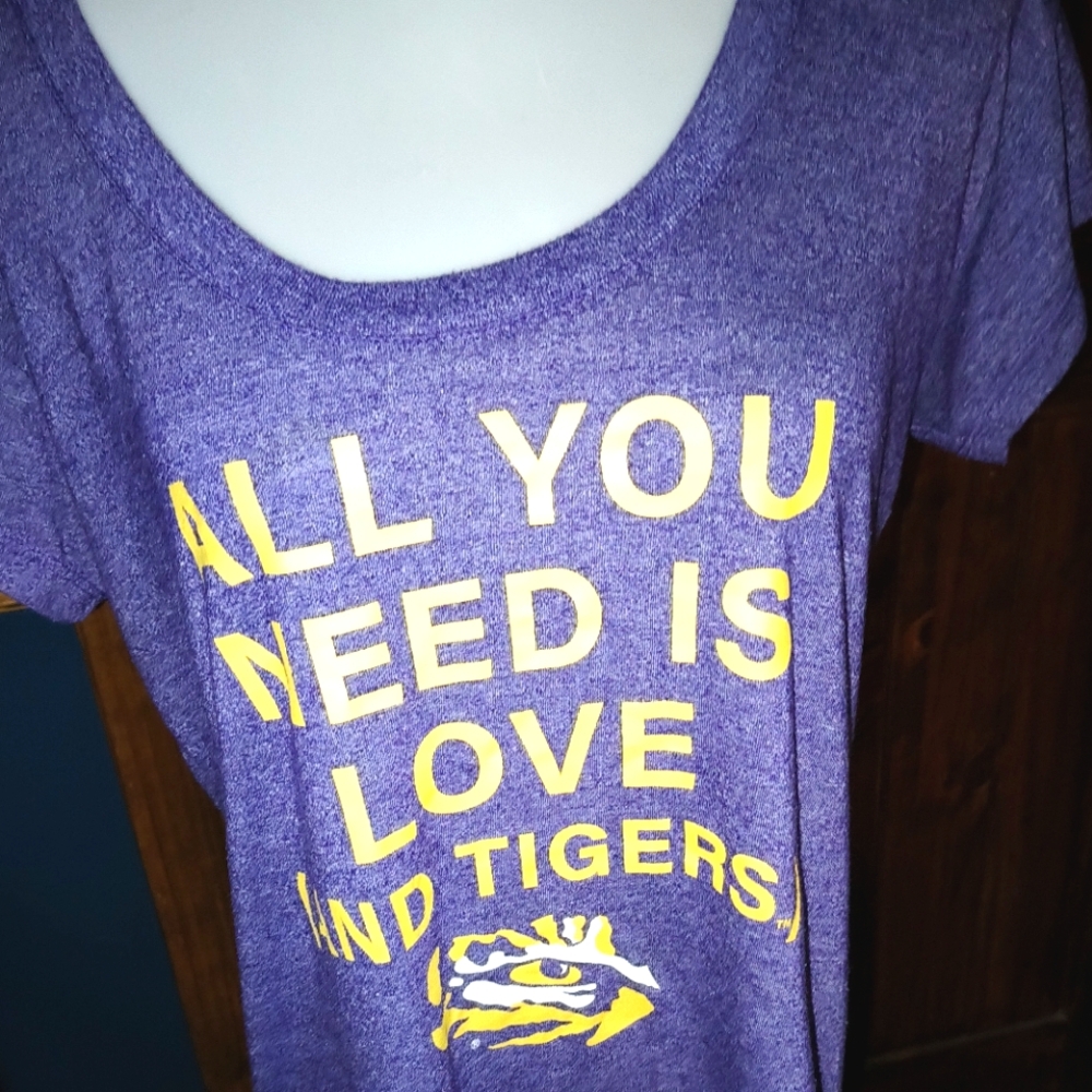 LSU College "All You Need is Love and Tigers T shirt